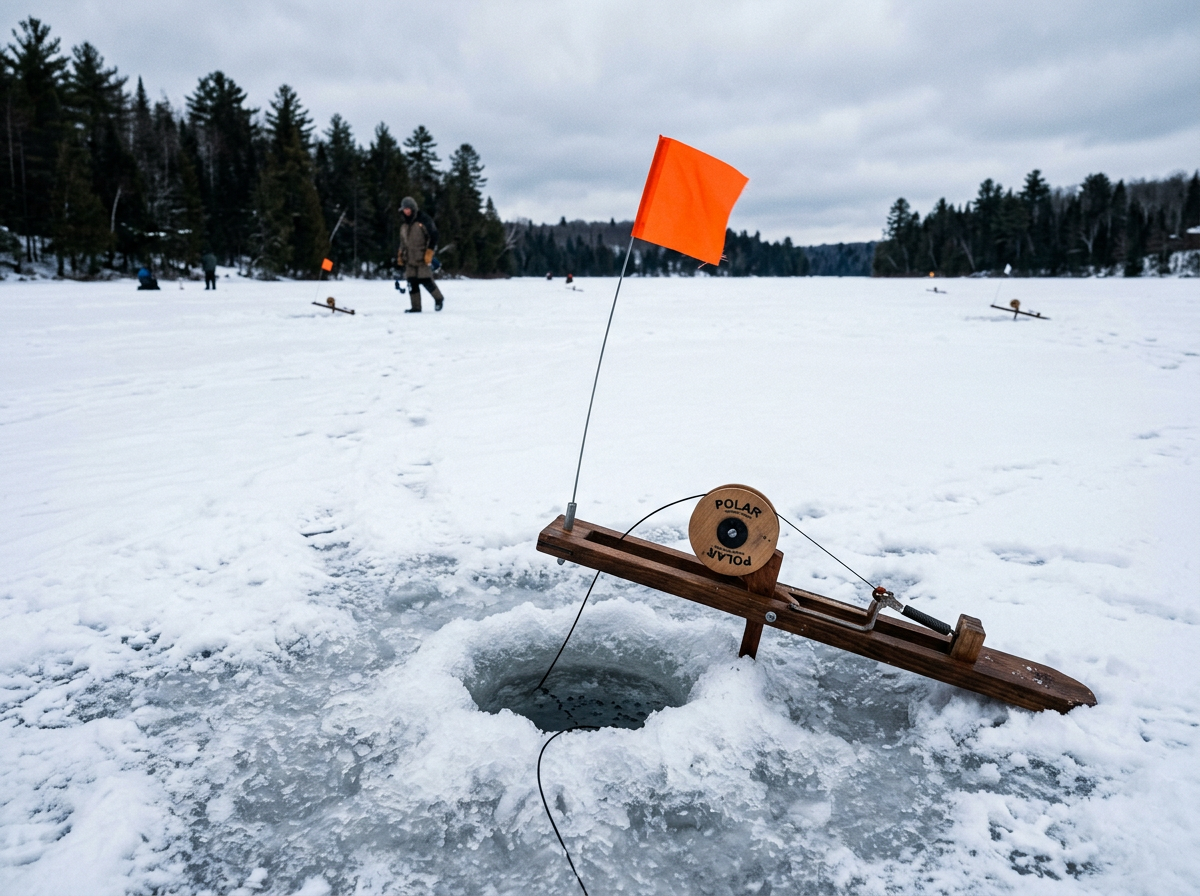 Ice fishing tip-up guide walleye pike northern setup techniques